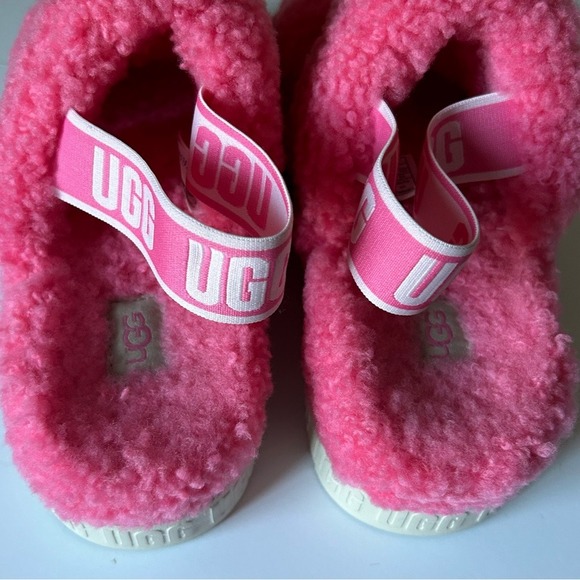 UGG Pink Rose Fluffita Oh Yea Sheepskin Fur Slippers Slides Sandals Size 7 - Picture 5 of 8